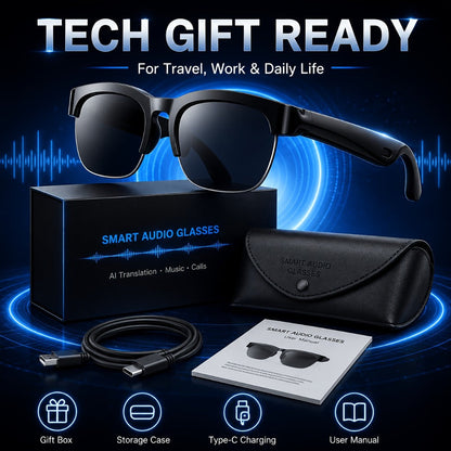 Smart Glasses Open-Ear Audio Gift Set with Bluetooth Calls, Music, Translation and Included Carrying Case