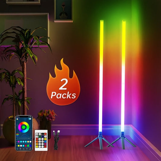 RGB Floor Lamp LED Corner Lamp – App & Remote Control Music Sync 16 Million Colors 300+ Modes Color Changing Standing Lamp for Bedroom Living Room Game Room Halloween Christmas Decor 1 or 2 Pack
