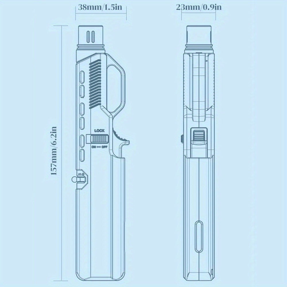 1300° Outdoor Windproof Torch Lighter Blue Flame with Safety Lock & Grip - Refillable for Candles