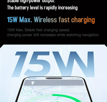 Car Wireless Charger 15W Auto-Align Smart Sensor FOD Detection Auto-Sensing Infrared Clamp 4mm Case Friendly Rotating Air Vent Mount for iPhone 17 16 15 14 Pro Max, Samsung Galaxy S24 S23 & All Qi Devices – Wired Backup Included
