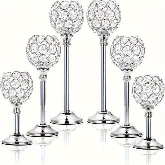 Crystal Candelabra Centerpiece – Gold & Silver Taper Candle Holders for Wedding, Anniversary, Candlelit Dinner, Birthday & Party Table Decor, Home & Hotel Decoration, 3-Pack & 6-Pack (Candles Not Included)