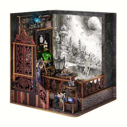 Magic Exploration Book Nook Kit CH03 with Library Workshop Scene, Three Light Modes and Paintable Front Panel