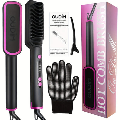 Hair Straightener Brush for Home and Travel and Salon Hair Styling with Fast Heat-Up & Anti-Scald Protection