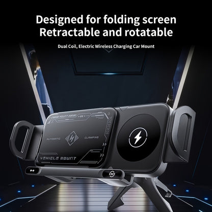 Wireless Charging Car Mount 15W Fast Charge – Universal Phone Holder for iPhone 15 14 13 12 11 8 X, Samsung Galaxy S24 S23 Note20 Fold 5 Fold 6, Supports Folding Screen Smartphones