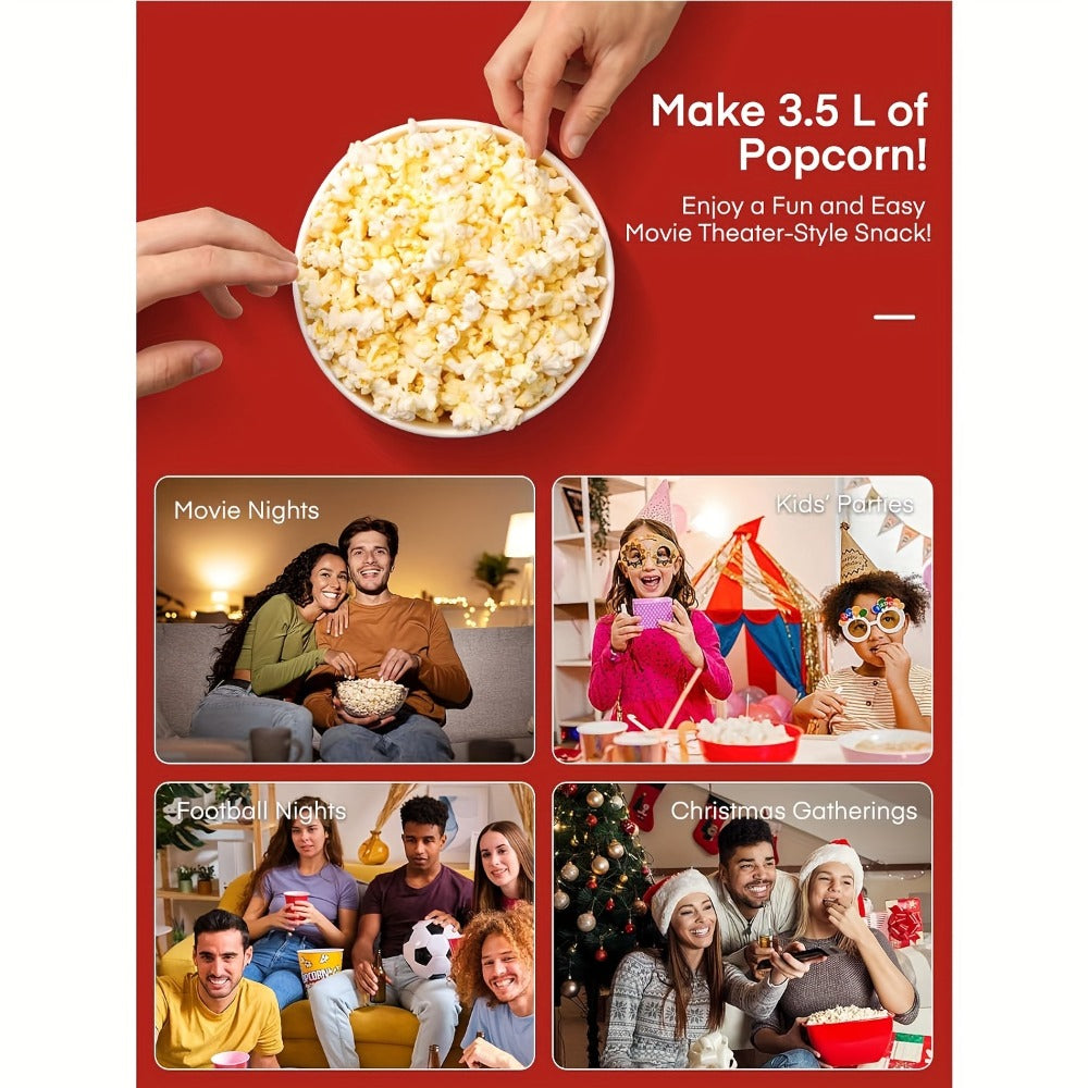 Carnival Cart Hot Air Popcorn Maker in Red with Single On-Off Switch and Compact Countertop Design