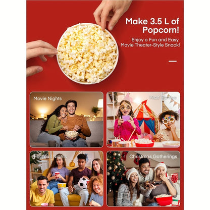Carnival Cart Hot Air Popcorn Maker in Red with Single On-Off Switch and Compact Countertop Design
