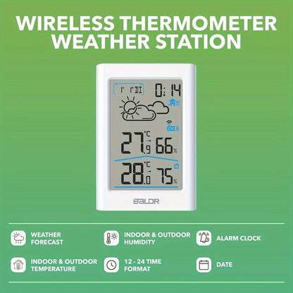 Wireless Home Weather Station with Indoor Outdoor Temperature, Humidity, Forecast and Alarm Clock