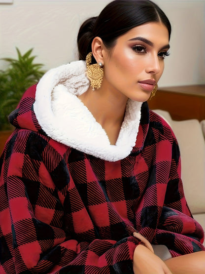 Wearable Blanket Hoodie – Oversized Flannel Sweatshirt Blanket with Pockets for Women & Men, 450-500gsm Thick Warm Winter Cozy