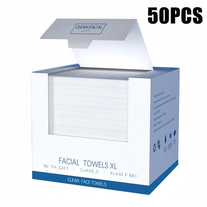 Dry Disposable Facial Towels in 50- or 150-Piece Boxes for Face Cleansing, Makeup Removal and Travel