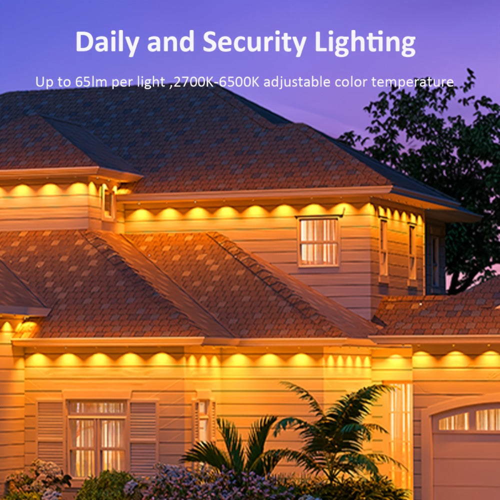 Permanent Outdoor RGB Eave Lights Smart App & Remote Control – Music Sync Timer Color Changing LED Soffit Light for Christmas New Year Halloween Holiday Party Decor – 50FT 100FT 300FT 500FT