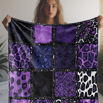 Purple Leopard Flannel Throw Blanket - Luxury Plush Soft Warm Cozy Blanket for Sofa Bed Car Camping Travel, All-Season Gift Blanket for Women