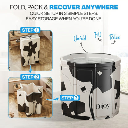 Foldable Soaking Tub for Adults – Portable Full Body Bath Barrel with Non-Slip Base, Collapsible Hot & Cold Soak Tub for Home Travel Small Spaces, Space-Saving Bathroom Accessory