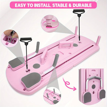Foldable Pilates Board 8-in-1 with Resistance Bands – Anti-Slip Yoga Push-Up Board for Core Strength, Balance, Fat Burning & Full Body Home Gym Training