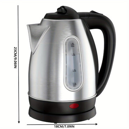 Electric Kettle Stainless Steel 1200W Fast Boil with Water Window - 60.87oz BPA-Free Auto Shut-Off Electric Tea Kettle for Tea Coffee Hot Water, Quiet Boil Cordless Kitchen Kettle Gift