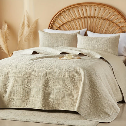 Coin-Pattern Quilt Set in Four Designs, Multiple Colors and Twin, Full-Queen or King-California King Sizes