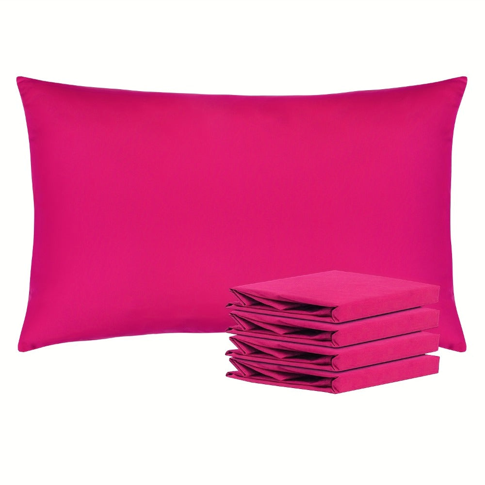 Four-Pack Queen Pillowcase Set in 32 Solid Colors with 20 x 30-Inch Size and Envelope Closure