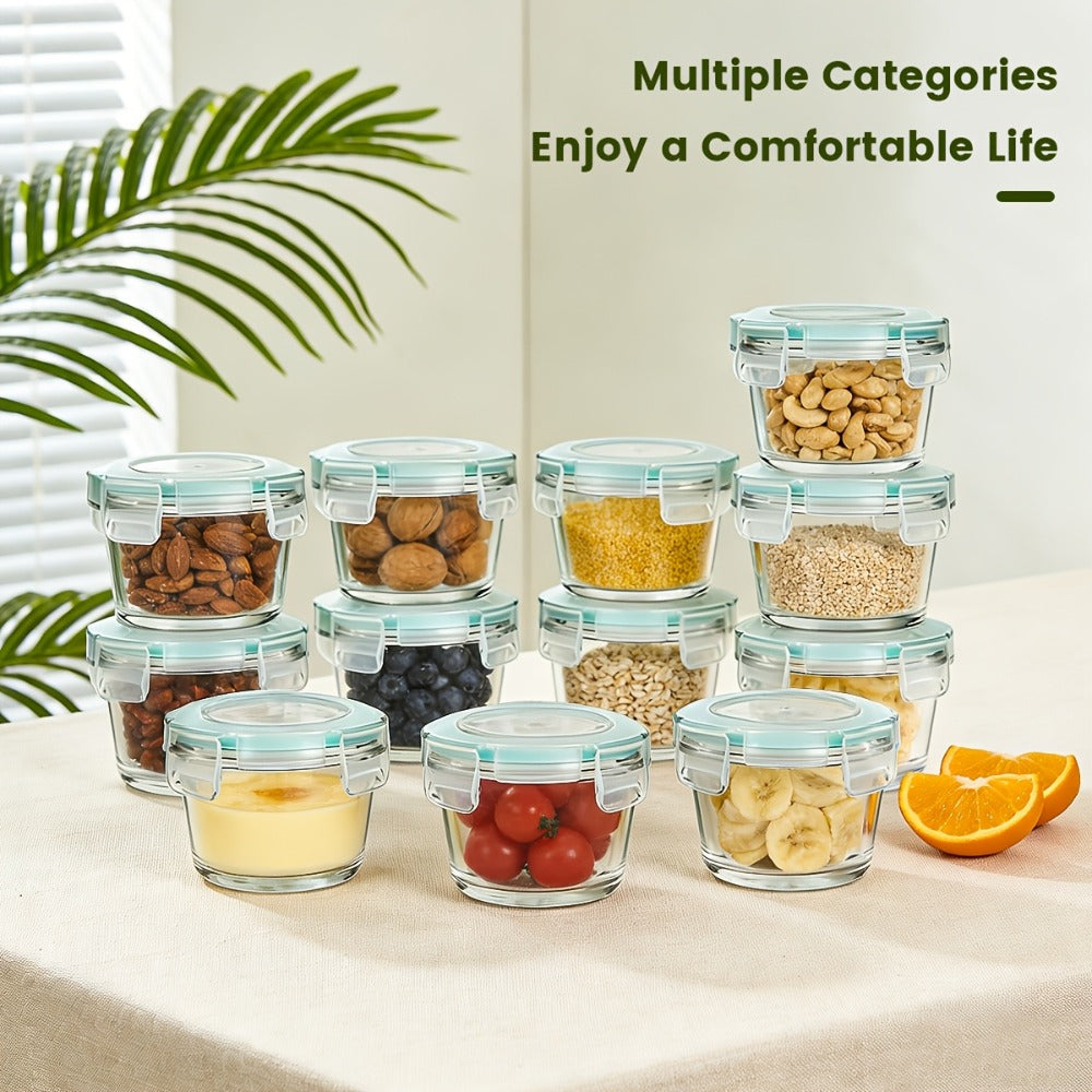 Food Storage Containers 12-Piece Glass Set with Clip-On Lids for Microwave, Oven, Freezer and Dishwasher Use