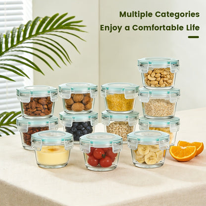 Food Storage Containers 12-Piece Glass Set with Clip-On Lids for Microwave, Oven, Freezer and Dishwasher Use