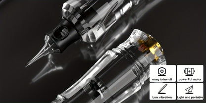 Tattoo Machine Kit POSEIDON PS090-161 Wireless Rotary Pen with 1400mAh Battery, Display, 10 Cartridges and 6 Inks