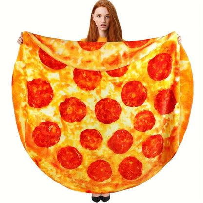 Round Food Print Throw Blanket in Pizza, Donut or Pancakes Designs with 62-, 71- or 80-Inch Diameters