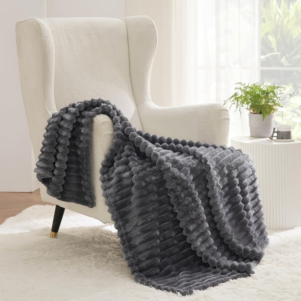 Reversible Faux Rabbit Hair Blanket in Four Colors and Five Sizes from 39 x 60 to 108 x 90 Inches