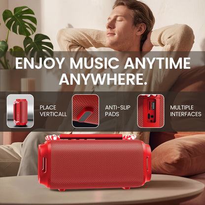 Indoor Outdoor Wireless Speaker Surround Sound Stereo Deep Bass USB AUX TF Card Compatible Portable Speaker System for Smartphones Tablets Home Party Travel Audio Devices