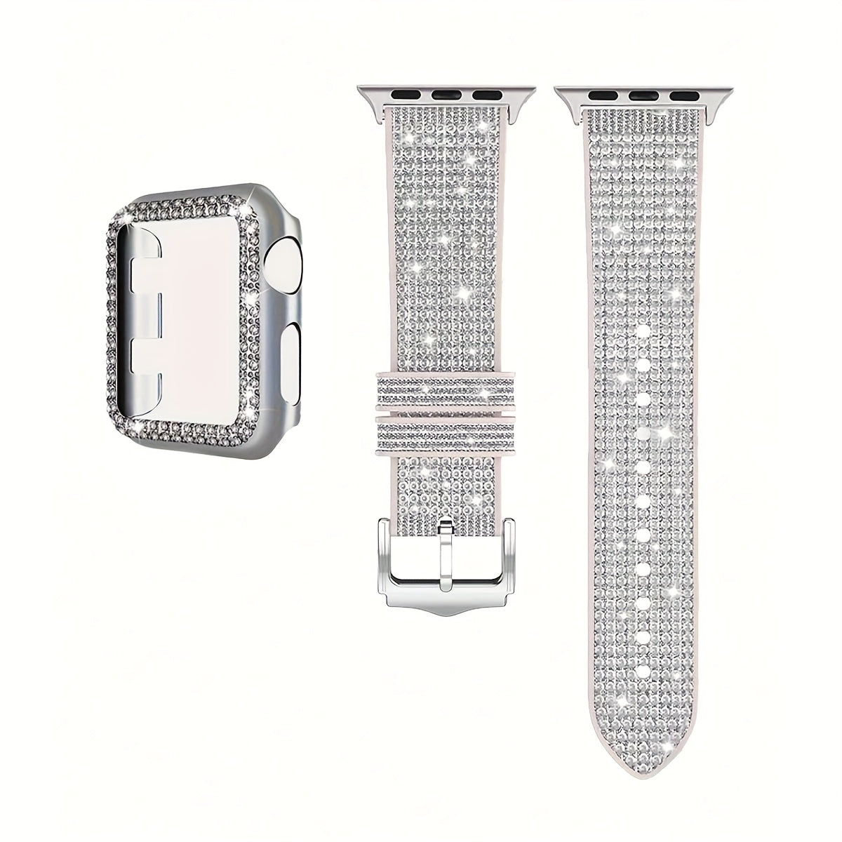 Rhinestone Mesh Watch Band and Matching Case Set for Apple Watch in 19 Color-and-Size Options