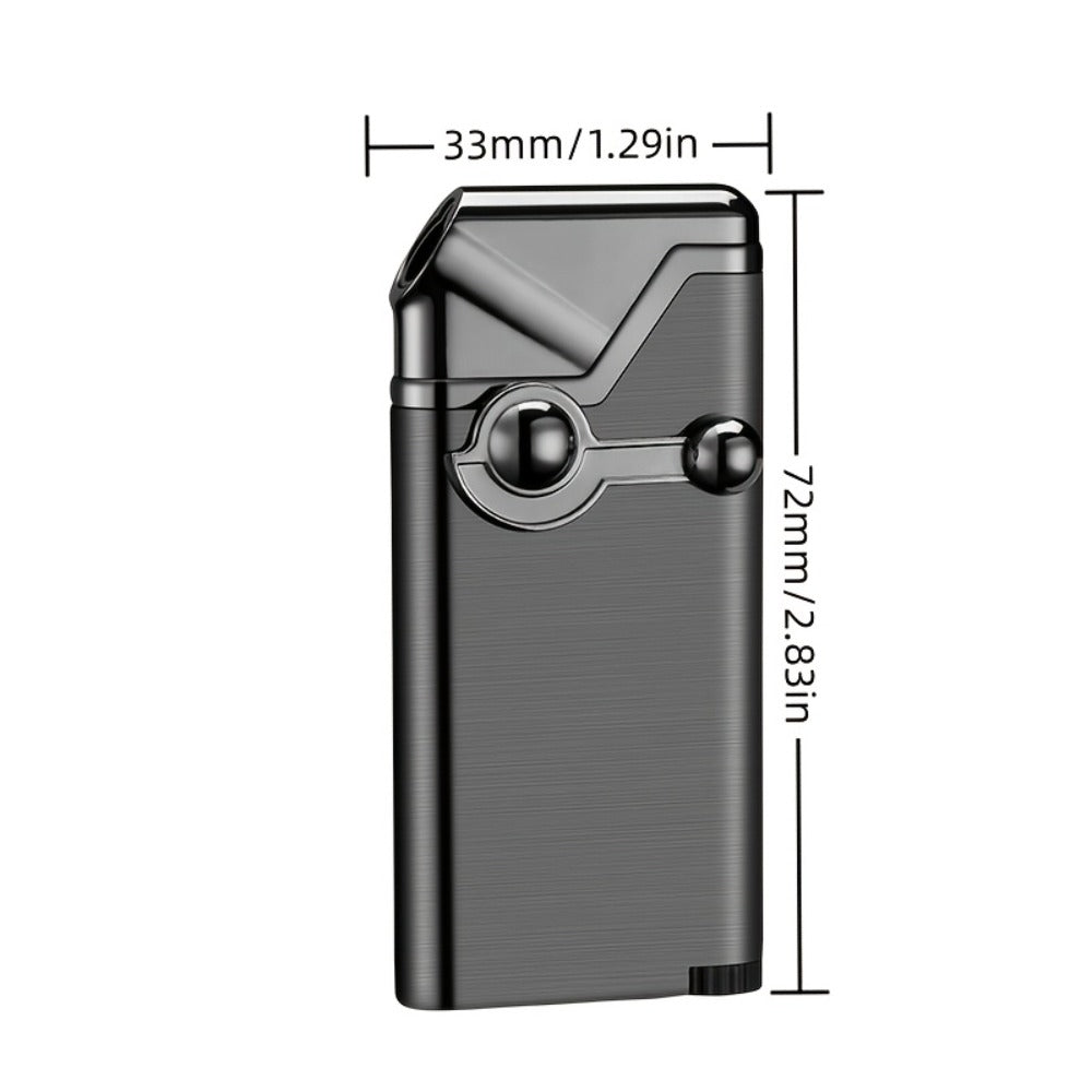 Rocker-Arm Torch Lighter with Straight Flame Outlet and Brushed Silver-Tone Metal Body Design