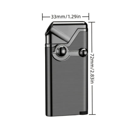 Rocker-Arm Torch Lighter with Straight Flame Outlet and Brushed Silver-Tone Metal Body Design