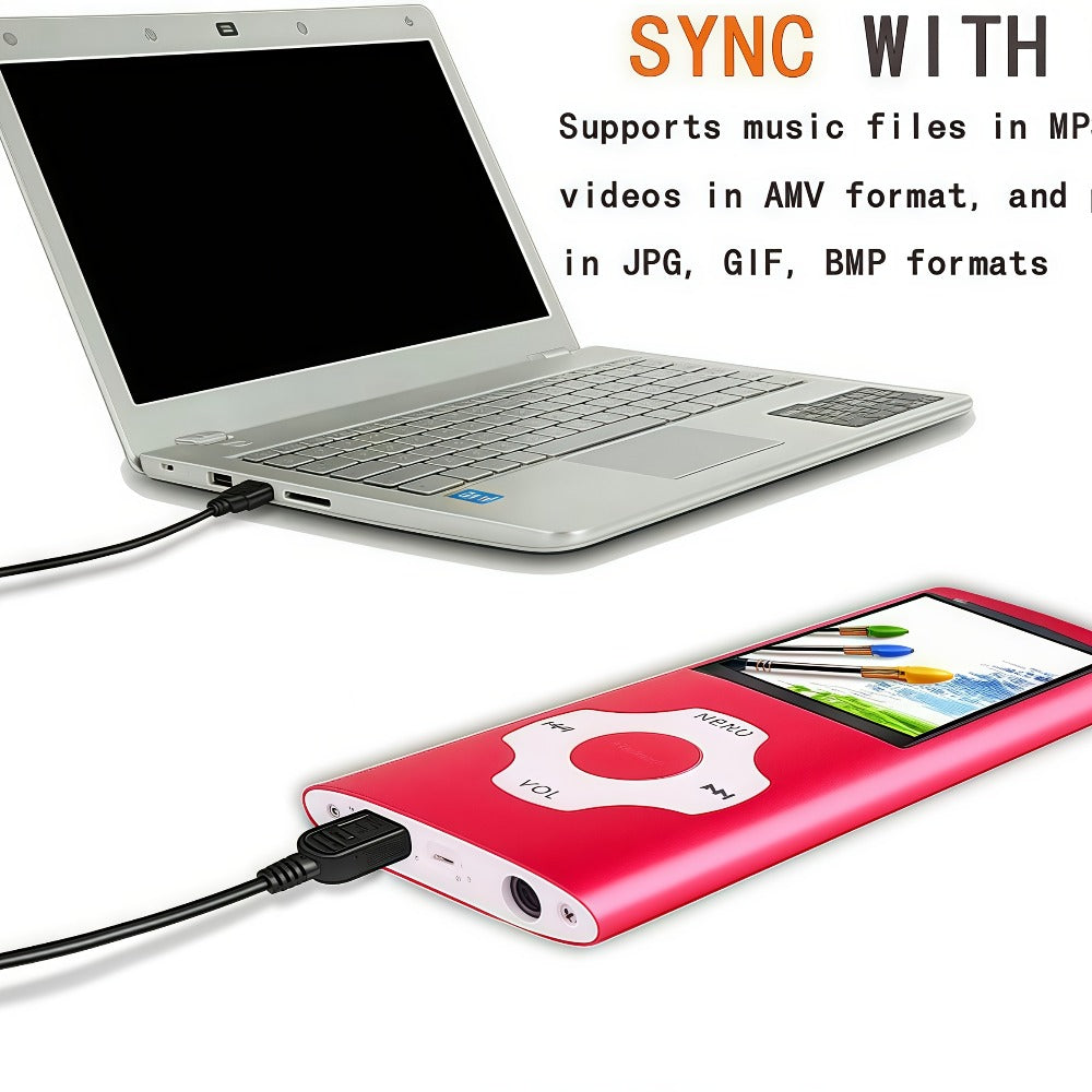 Wired MP3 and MP4 Player with 64GB Card Support, 8-Hour Battery and Six Model Options with Earphones