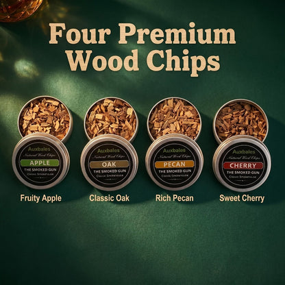 Whiskey Smoker Kit with 4 Wood Chip Flavors & Filters, Cocktail Smoker Set, Whiskey Gifts for Men