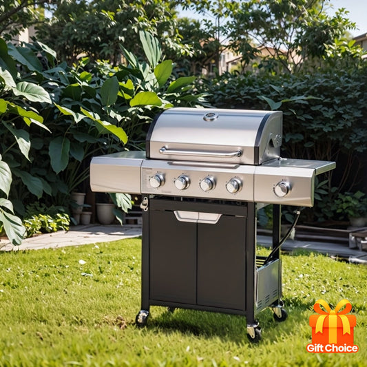 Propane Gas Grill Stainless Steel 3 & 4 Burner Outdoor BBQ Grill with Side Burner, Grill Cover & 344 Sq In Cooking Surface