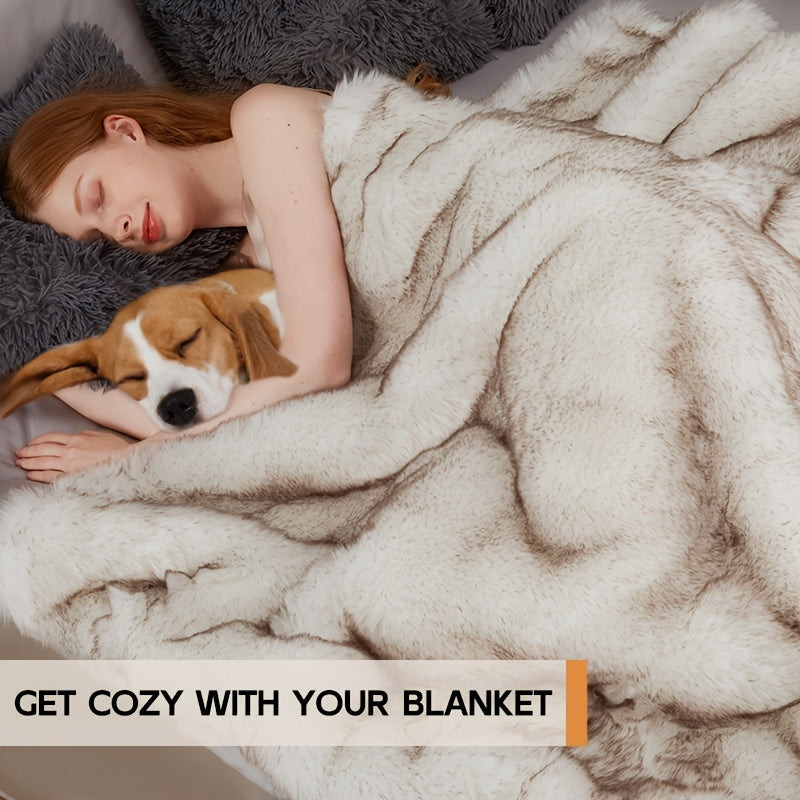 Faux Fur Throw Blanket 1060GSM Luxury - Super Soft Reversible Plush Mink Blanket for Bed Couch Sofa, Oversized Heavy Weight Cozy Blanket, Leopard Animal Print & Solid Colors, Throw & Twin Size