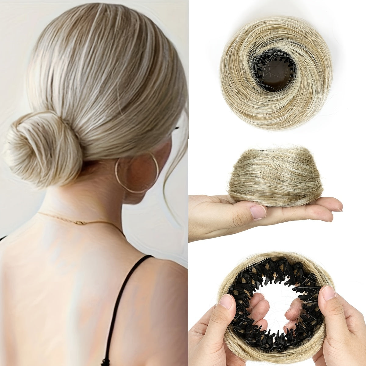 Hair Accessories Four-Inch Curly Bun Hair Piece in Six Synthetic Fiber Colors for Updo Styling