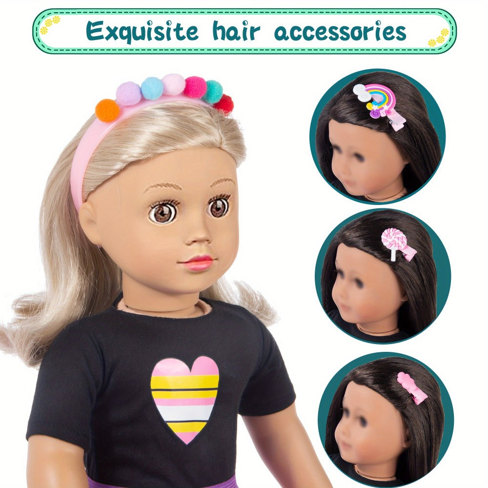 25-Piece Doll Travel Accessories Set for 18-Inch Dolls with Unicorn Suitcase, Backpack, Outfit and Roller Skates