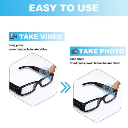 Camera Glasses 1080P HD Spy Hidden Wearable Video Recorder – TF Card 32GB/64GB, No Driver Plug & Play USB, Hands-Free POV Recording for Sports Outdoor Meeting Travel | Unique Tech Gift for Men
