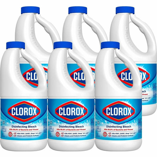 Clorox Disinfecting Bleach Regular Concentrated Formula 6-Pack Carton – Kills 99.9% of Germs, CloroMax Technology, Whitest Whites, Surface Protection
