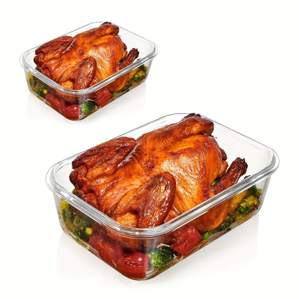 Large Glass Food Storage Containers with Lids 2 Pack – 63oz Borosilicate Glass Meal Prep Containers, Airtight Snap Lids, Oven Microwave Freezer Dishwasher Safe, Leak-Proof Baking Dish Set