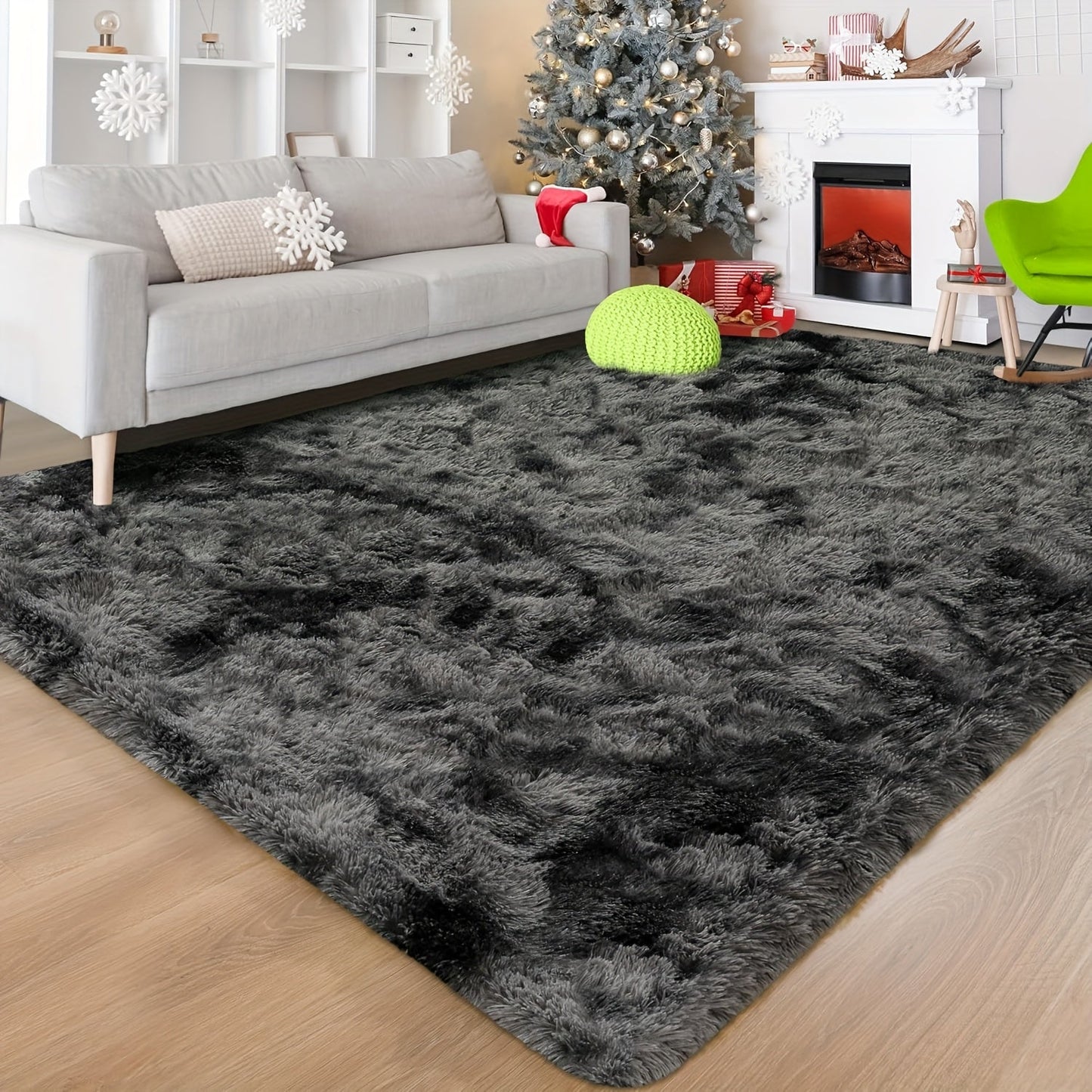 Shaggy Area Rug Soft Plush Fuzzy Carpet Non-Slip Tie-Dye Design for Bedroom Living Room Nursery Dorm — Pet Friendly Machine Washable Multiple Sizes & Colors