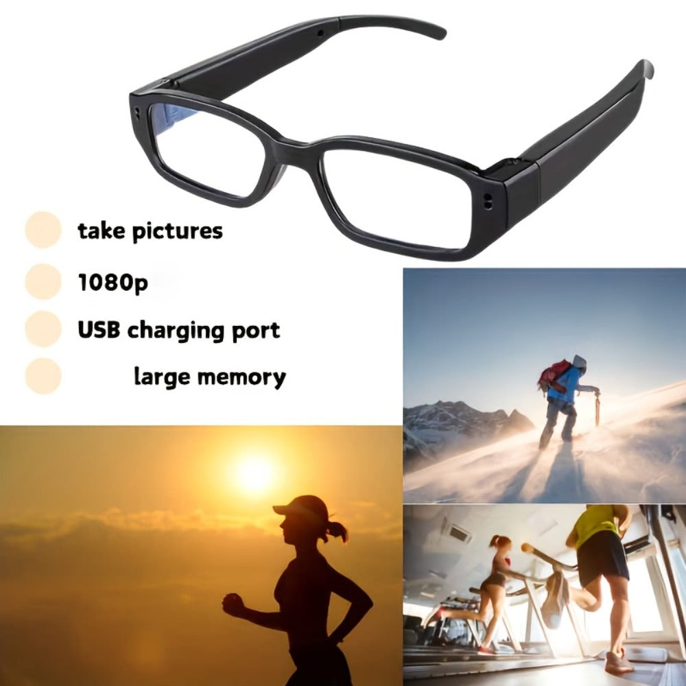 1080P HD Camera Glasses with Motion Detection – Video Recorder Camcorder Eyeglasses for Sports, Driving, Fishing & Outdoor Activities | Eye Protection Frame, USB Charging, Lightweight Durable Design
