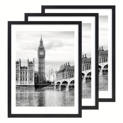 Three-Piece 12 x 16-Inch Wall Picture Frame Set in Black, White, Gold and Four Wood-Tone Finishes