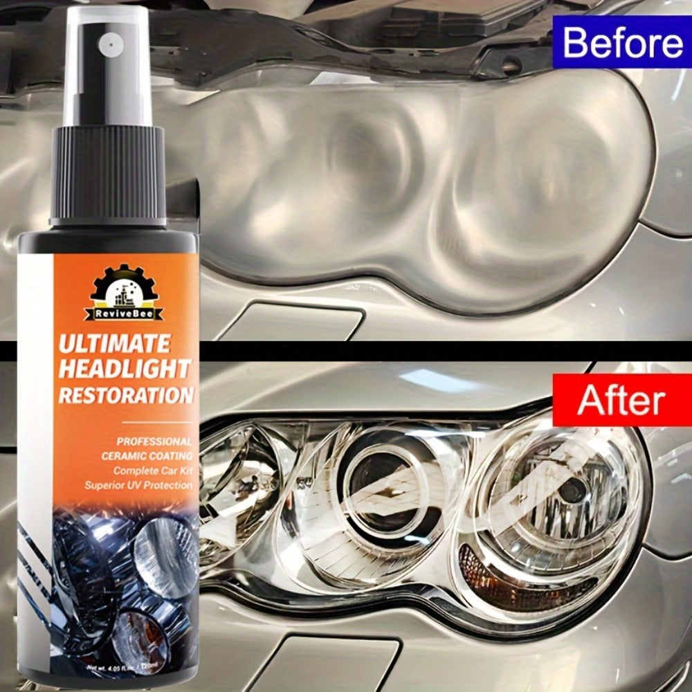 Car Headlight Restoration Kit – Removes Yellowing & Scratches, Restores Lens Clarity, Chemical-Free Physical Polish Cleaning Solution, Universal for All Vehicles, 1 Bottle