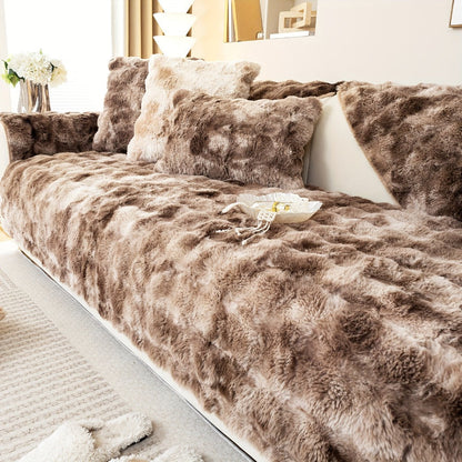 Sofa Cover, Faux-Lamb Plush Gradient Couch Pad in Five Colors with Armchair, Backrest and Seat Sizes