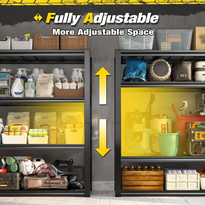 2500LBS Garage Storage Shelves Adjustable Metal Shelving 72" – Upgrade Double Layer Column Commercial Grade Utility Rack | 5-Tier Steel Shelf for Warehouse, Basement, Kitchen & Pantry | 35.5"W × 16"D × 72"H Black