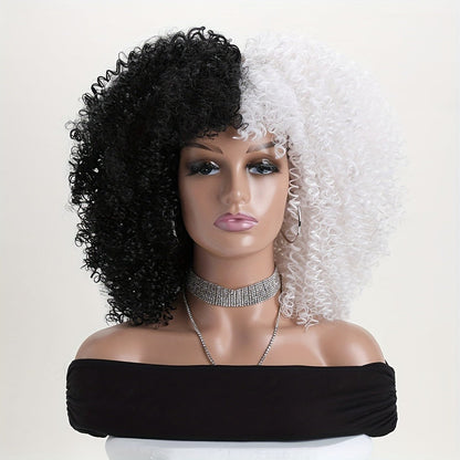 Synthetic Wig 16-Inch Kinky Curly Afro with Elastic Net Cap in 18 Color Options for Cosplay Looks