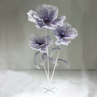 Artificial Flowers Giant Three-Piece Silk Mesh Display Set with Base, Branches and Eight Color Options