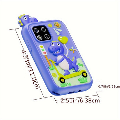 Kids Dinosaur Toy Phone with 8GB, HD Touchscreen & Dual Camera – Educational Travel Toy Cell Phone for Boys & Girls, Birthday Halloween Christmas Gift