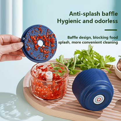Electric Garlic Chopper & Mini Food Processor – Rechargeable USB Portable Garlic Mincer with 2-Cup Container | Multi-Function Meat Grinder Vegetable Chopper Kitchen Gadget for Garlic Onion Ginger