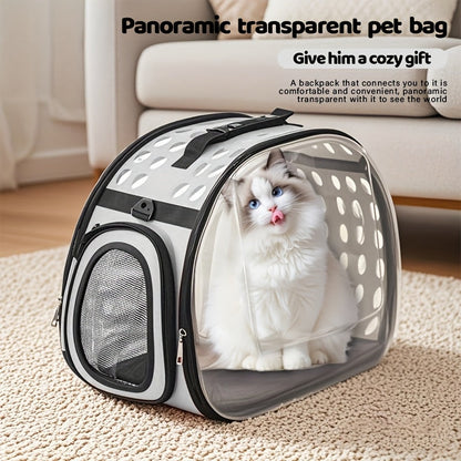Transparent PVC Bubble Cat Backpack Carrier | Airline Approved Clear Window Pet Bag with Ventilated Side Panels, Foldable Frame, Sturdy Outdoor Travel Carrier for Small Medium Cats, S & L, 4 Colors