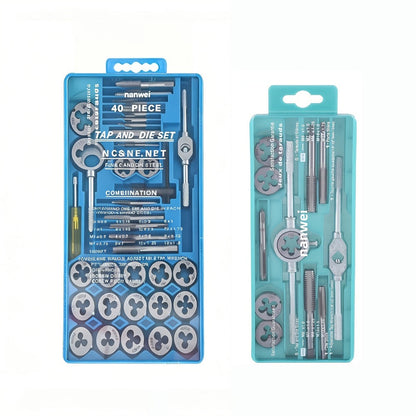 Metric Tap and Die Threading Set with M3 to M12 Sizes in 12- or 40-Piece Storage Case Configurations